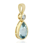 Natural Sapphire Pendant 18k Yellow Gold Topaz Jewelry