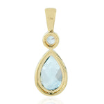 Natural Sapphire Pendant 18k Yellow Gold Topaz Jewelry