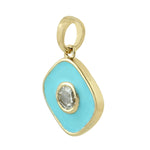 14k Yellow Gold Diamond Pendant Enamel Designer Charm Jewelry