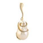 18k Yellow Gold Natural Pearl Diamond Designer Pendant Handmade Jewelry
