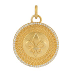 Fleur De Lis Handcarved Pendant In 14k Yellow Gold Jewelry