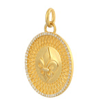 Fleur De Lis Handcarved Pendant In 14k Yellow Gold Jewelry