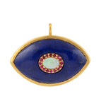 Opal Ethopian Lapis Sapphire Evil Eye Charm 14k Yellow Gold