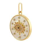 Natural Pave Diamond Evil Eye Charm Solid Gold Handmade Pendant