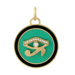 18k Yellow Gold Evil Eye Music Charm Designer Pendant