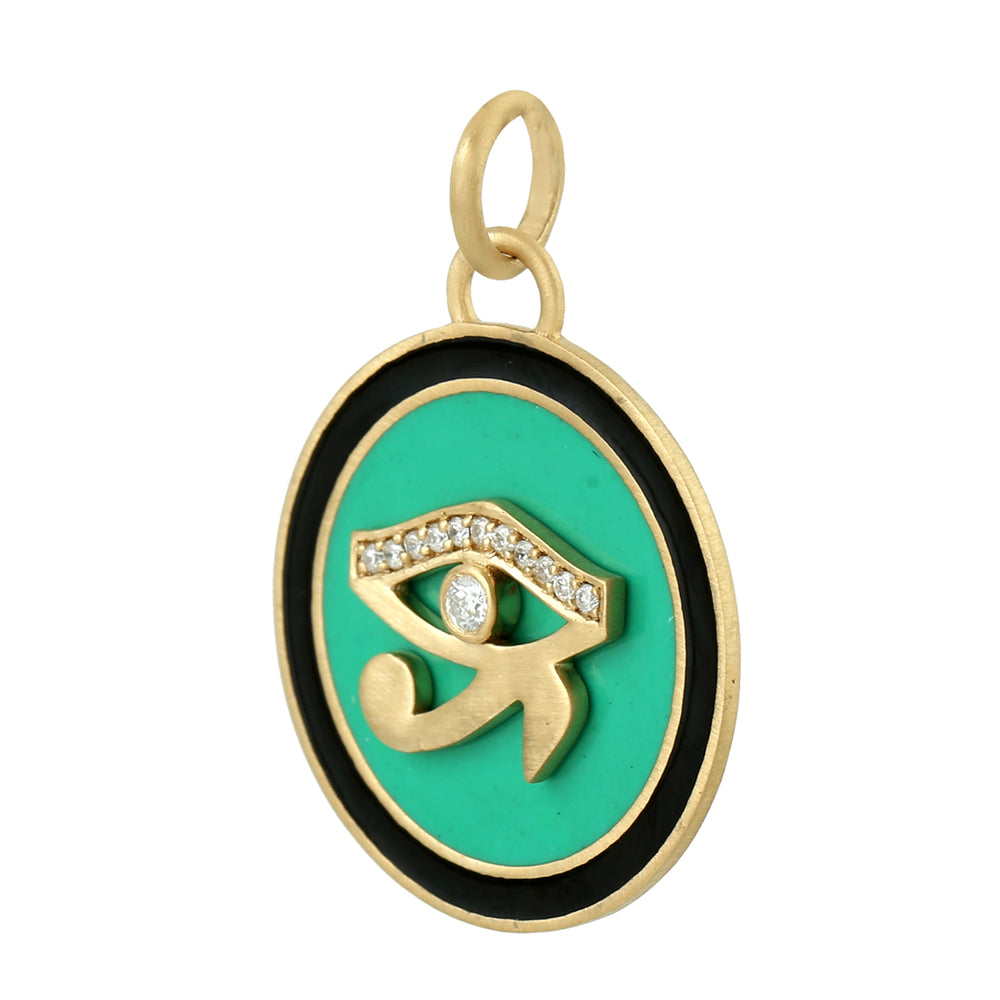 18k Yellow Gold Evil Eye Music Charm Designer Pendant