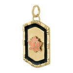 Lotus Floral Enamel Pendant In 18k Yellow Gold