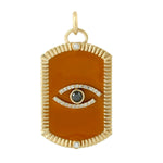 Black White Diamond Eye Charm Enamel 18k Gold Pendant
