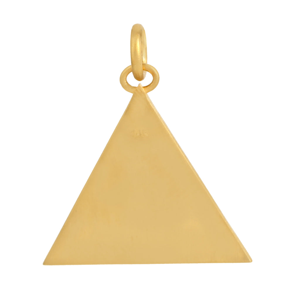 14k Yellow Gold Bezel Set Diamond Evil Eye And Triangle Pendant For Her