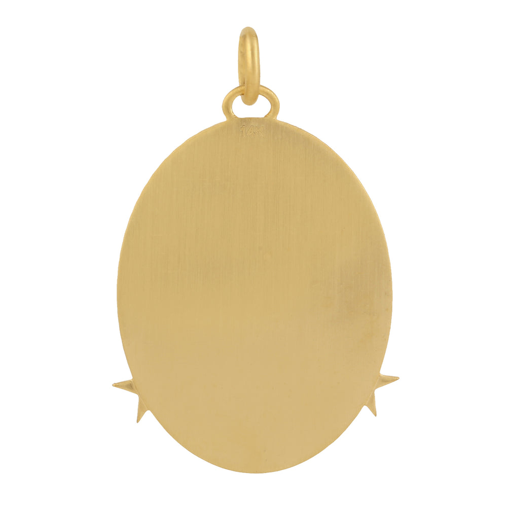 14k Yellow Gold Pave Diamond Star Charm Pendant Handmade Jewelry