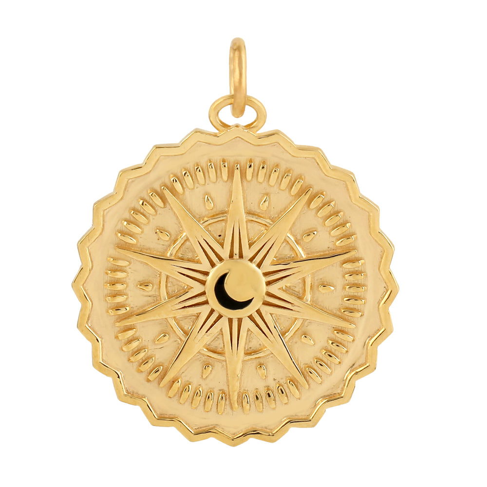 14K Solid Yellow Gold North Star Pendant Handmade Jewelry