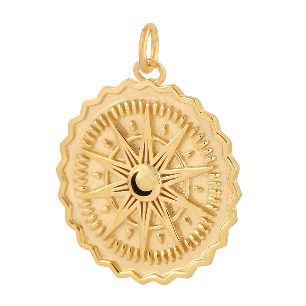 14K Solid Yellow Gold North Star Pendant Handmade Jewelry