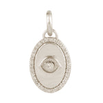 Natural Pave Diamond 14k White Gold Eye Charm Oval Pendant