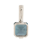 Emerald Cut Blue Topaz Pave Diamond Designer Pendant Jewelry In 18k White Gold