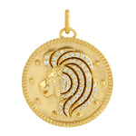 14k Yellow Gold Pave Diamond LEO Zodiac Pendant Gift For Everyone