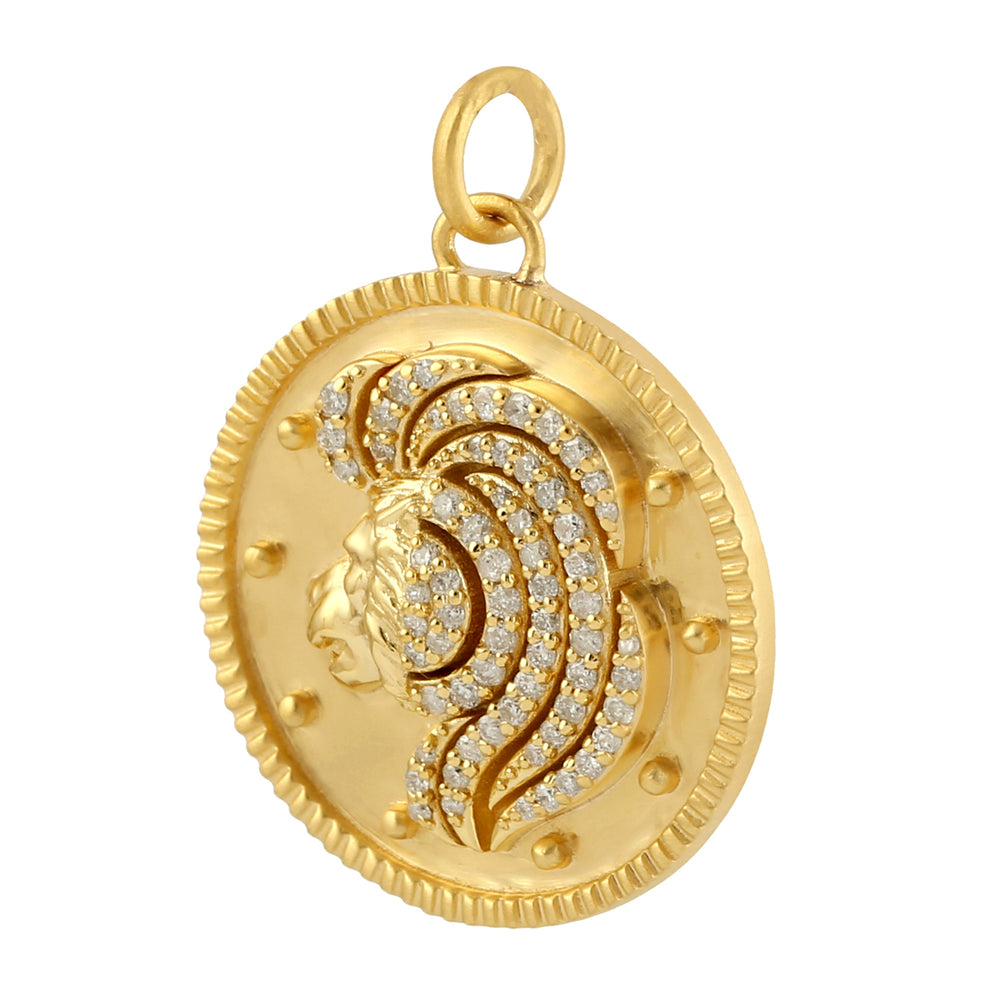 14k Yellow Gold Pave Diamond LEO Zodiac Pendant Gift For Everyone