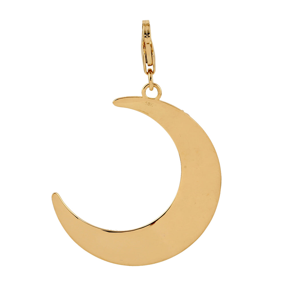 Citrine Emerald Opal Prong Diamond Crescent Moon Pendant In 18k Yellow Gold