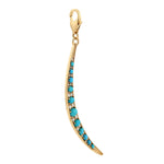 Turquoise Diamond Crescent Moon Charm 18k Yellow Gold pendant