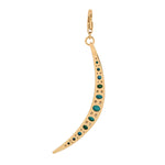 Turquoise Diamond Crescent Moon Charm 18k Yellow Gold pendant