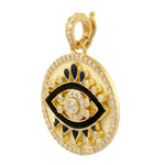 14k Yellow Gold Beautiful Enamel Diamond Evil Eye Charm pendant