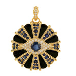 Yellow gold 14k uniquely beautiful evil eye sapphire diamond pave for her