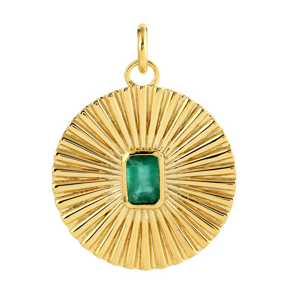 Octagon Emerald May Birthstone Pendant 14k Yellow Gold Jewelry For Her