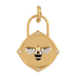 Honeybee lock design 14k gold pendant diamond jewelry