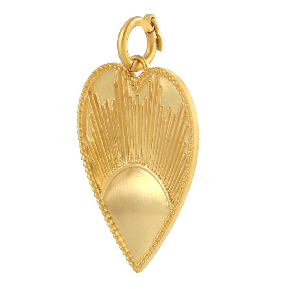 14k Yellow Gold Sunrise Heart Pendant Jewelry Gift For Her