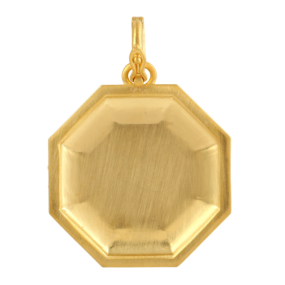 14K Yellow Gold Baguette & Round Diamond Hexagon Star Pendant – Geometric Jewelry for Women