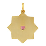 14k Yellow Gold Pave Diamond Heart Cut Tourmaline Pendant Women's Jewelry