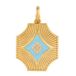 Soild 14k Yellow Gold Enamel Diamond Charm Pendant