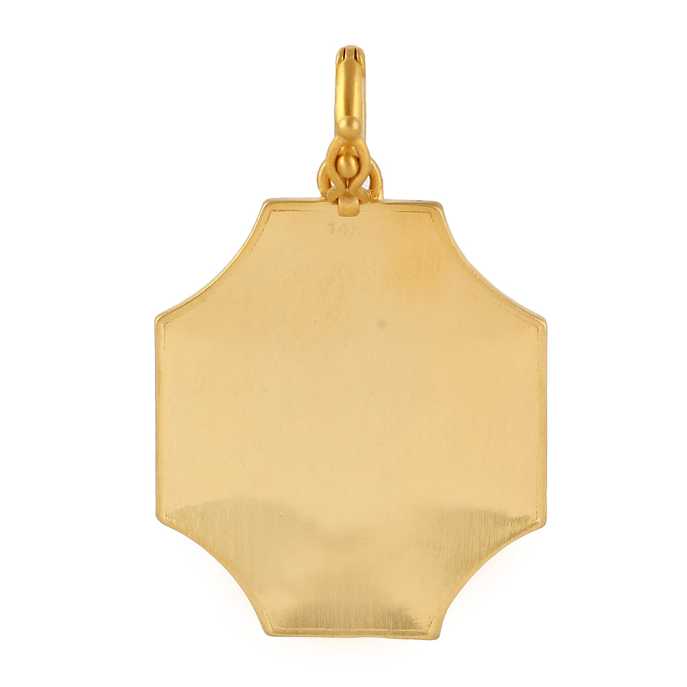 Soild 14k Yellow Gold Enamel Diamond Charm Pendant