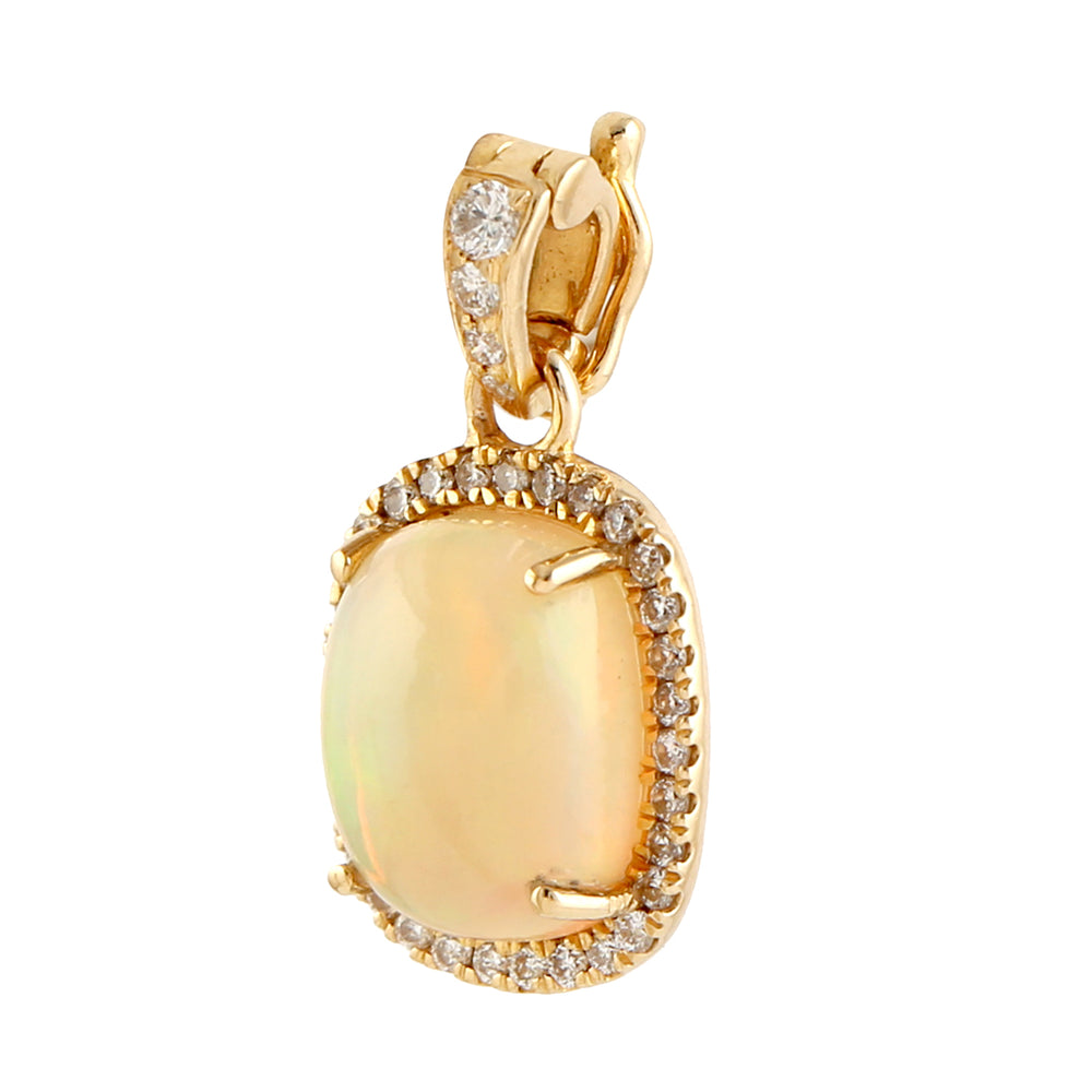 Opal Ethopian Diamond Designer Pendant In 18k Yellow Gold Gift