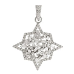 Baguette Diamond Star Burst Pendant For Her In 18k White Gold