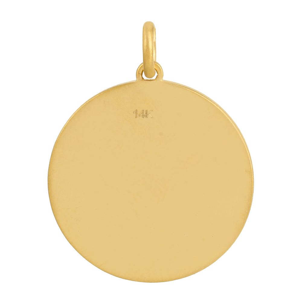 Pave Diamond Sun Light With Star Pendant In 14k Yellow Gold For Gift
