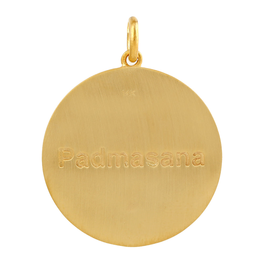 Amethyst Multi Gemstone Pave Diamond Padma Sana Yoga Mudra Pendant in Yellow Gold