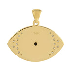 Natural Diamond Evil Eye Charm Enamel Pendant In 14k Yellow Gold