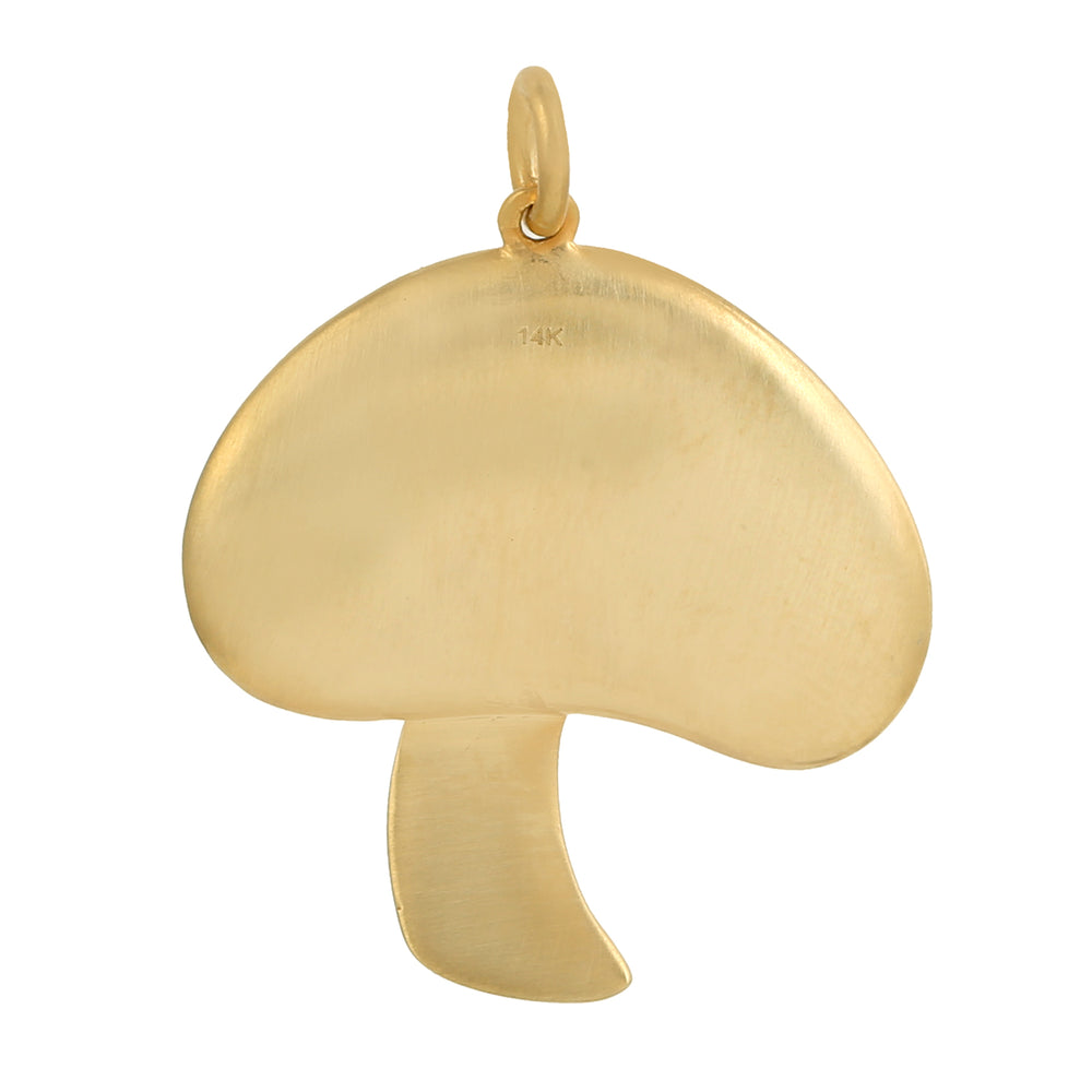 Blue Topaz Bezel Diamond Mushroom Pendant In 14K Yellow Gold For Gift