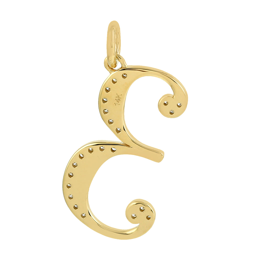Pave Diamond "3" Numeric Initials Pendant Jewelry In 14k Yellow Gold