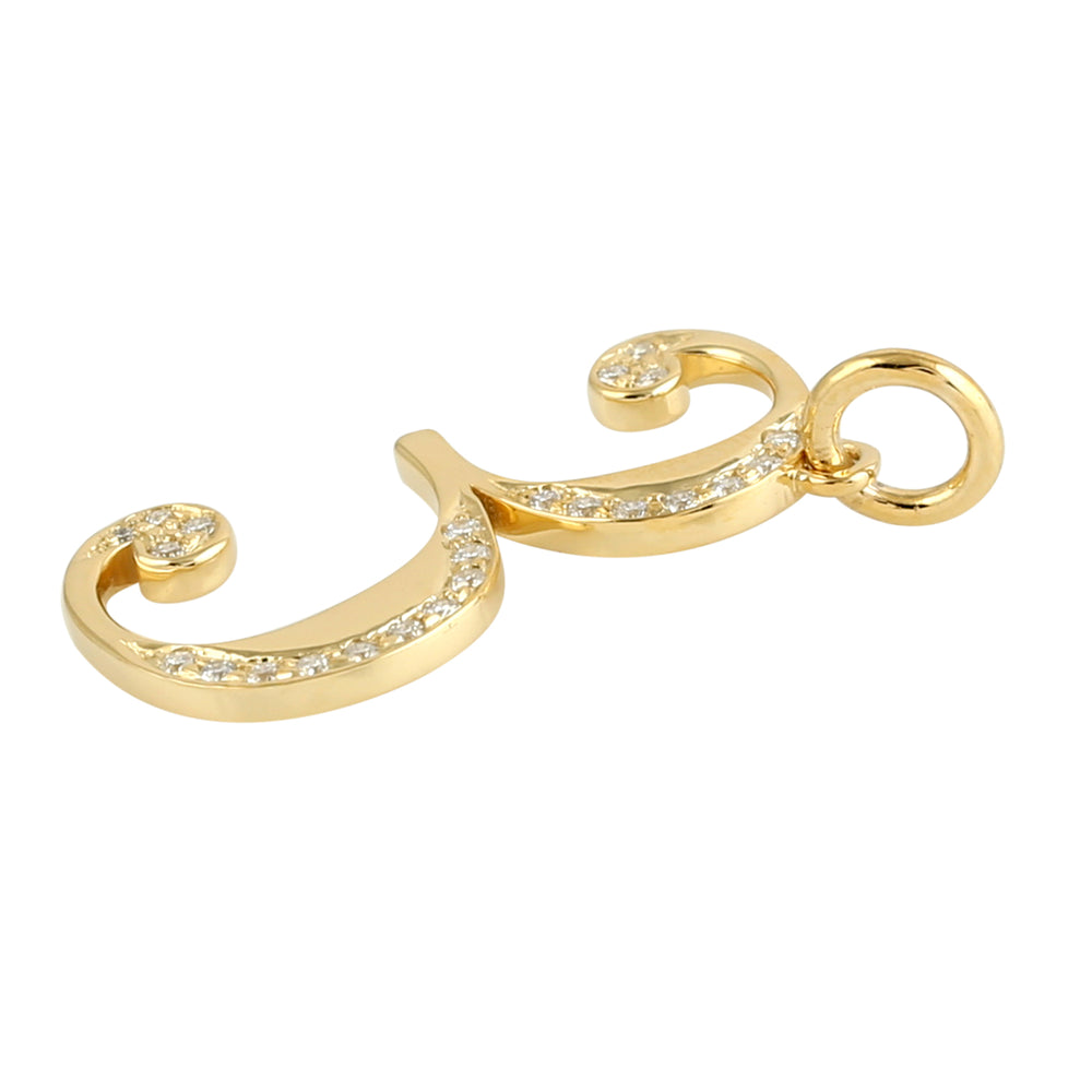 Pave Diamond "3" Numeric Initials Pendant Jewelry In 14k Yellow Gold