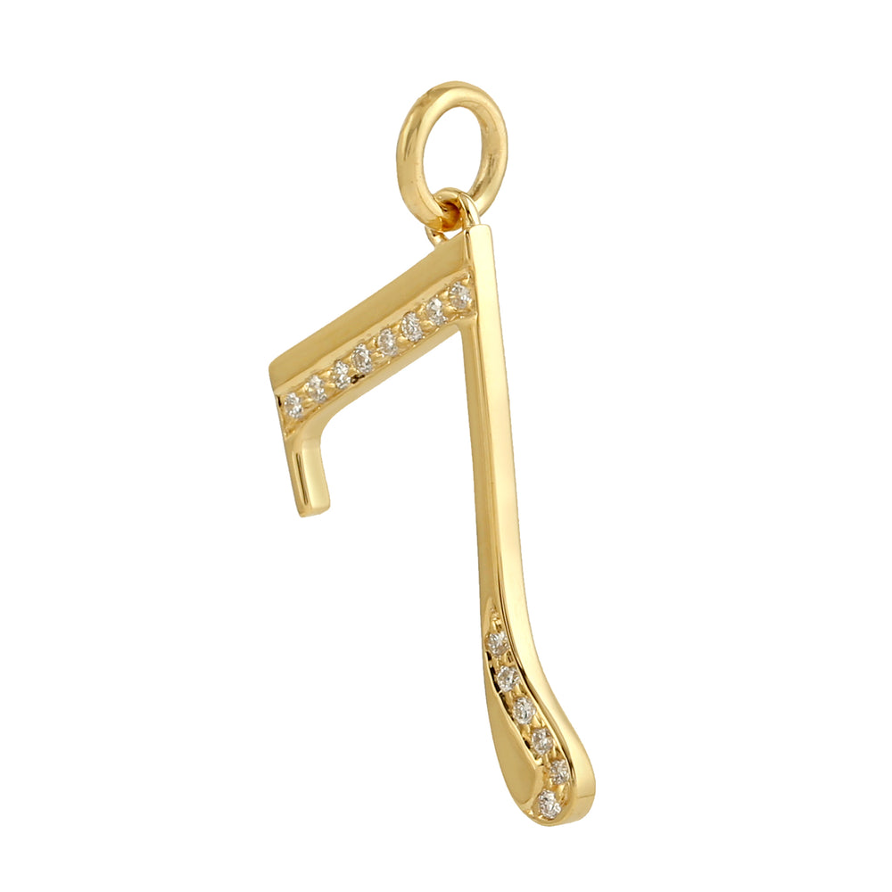 Natural Diamond Pave "7 "Initial Numeric Pendant Jewelry In 14k Yellow Gold