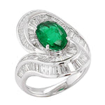 Handmade Channel Set Diamond Emerald Beautiful 18k White Gold Ring Sale