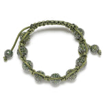 925 Silver Green Diamond Pave Bead Ball Bracelet Women Fashion Jewelry