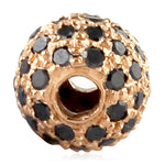 Natural Black Diamond Pave Bead Ball Jewelry Making Accessory In 18k Rose Gold