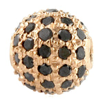 Natural Black Diamond Pave Bead Ball Jewelry Making Accessory In 18k Rose Gold