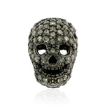 Pave Diamond Sterling Silver Human Skull Spacer Finding Gift