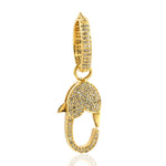Pave Diamond Lobster Clasp Lock Findings In 14k Yellow Gold & 925 Silver