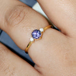 10K Yellow Gold Tanzanite Diamond Ring Women's Jewelry