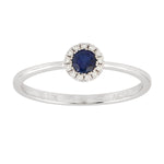 14k White Gold Blue Sapphire Gemstone Diamond Band Ring Jewelry