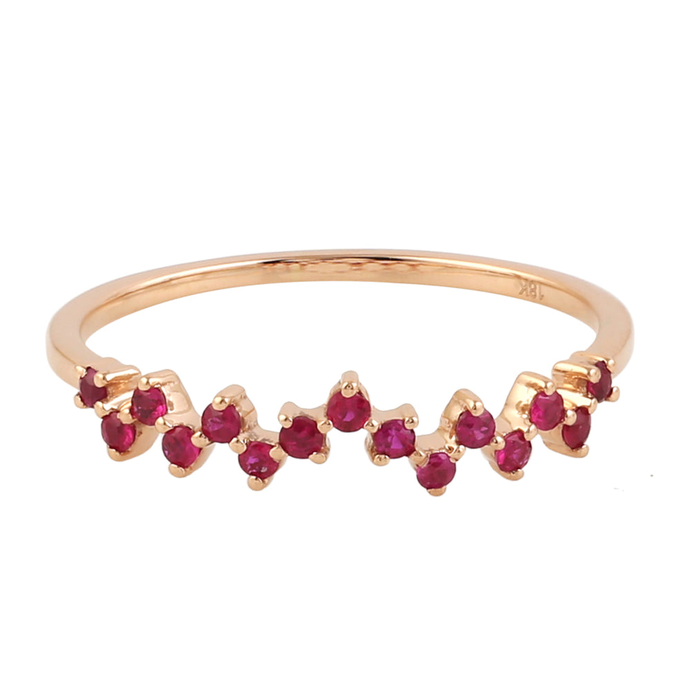 18k Yellow Gold Natural Ruby Stackable Band Ring Jewelry